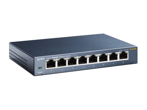 Bộ chia cổng mạng Switch 8 cổng TP-LINK 8 ports GIGABIT 1000 MBPS (TL-SG108) (vỏ thép màu xám)