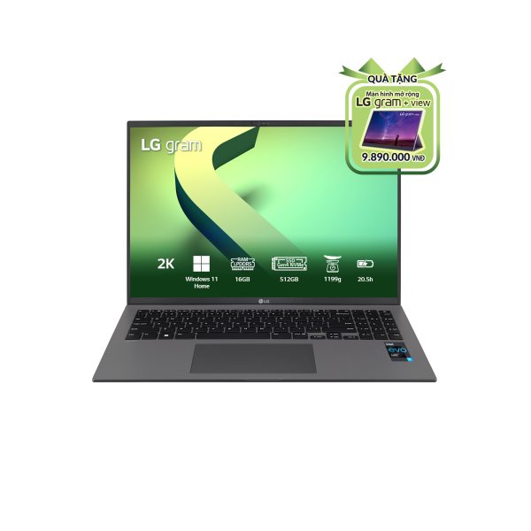 Laptop LG Gram 2022 16Z90Q-G.AH76A5 (Intel Core i7-1260P, RAM 16GB, SSD 512GB, VGA Iris Xe Graphics, Màn Hình 16 inch WQXGA, Windows 11 Home Plus, Grey)