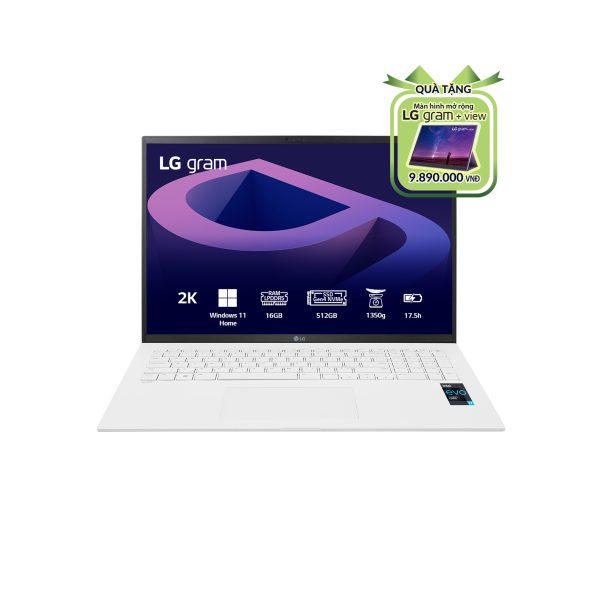 Laptop LG Gram 2022 17Z90Q-G.AH74A5 (Intel Core I7-1260P, RAM 16GB, SSD 512GB PCIE, Màn Hình 17.0 2560x1600 99% DCI-P3, Windowns 11, Màu Trắng)