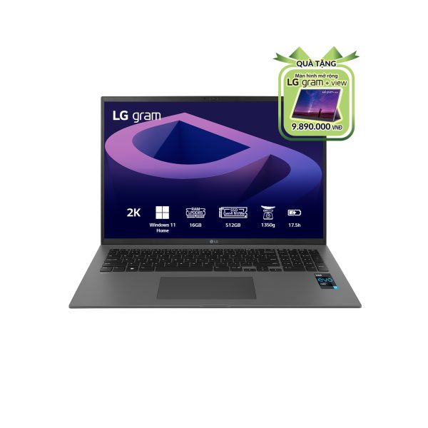 Laptop LG Gram 2022 17Z90Q-G.AH76A5 (Intel Core i7-1260P, RAM 16GB, SSD 512GB, VGA Iris Xe Graphics, Màn Hình 17 inch WQXGA, Windows 11 Home Plus, Grey)