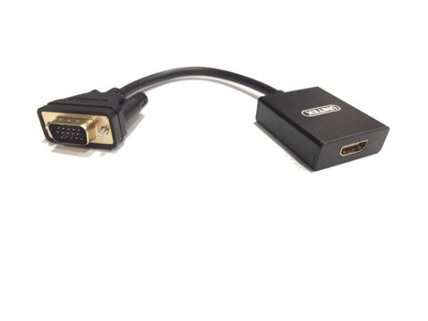 Đầu chuyển đôi VGA sang HDMI UNITEK V112ABK, dài 15cm, màu đen, Hàng chính hãng