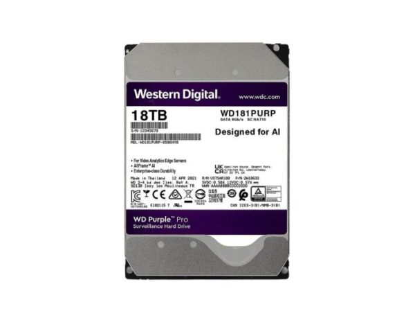 Ổ cứng HDD WD Purple Pro 18TB 3.5 inch, 7200RPM, SATA3 6Gb/s, 512MB Cache (WD181PURP)
