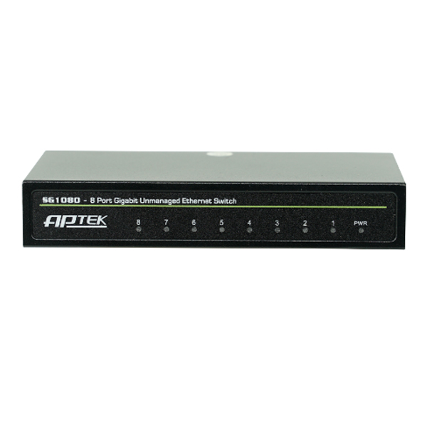 Switch APTEK SG1080 8 Port 10/100/1000Mbps Gigabit, vỏ thép màu xám