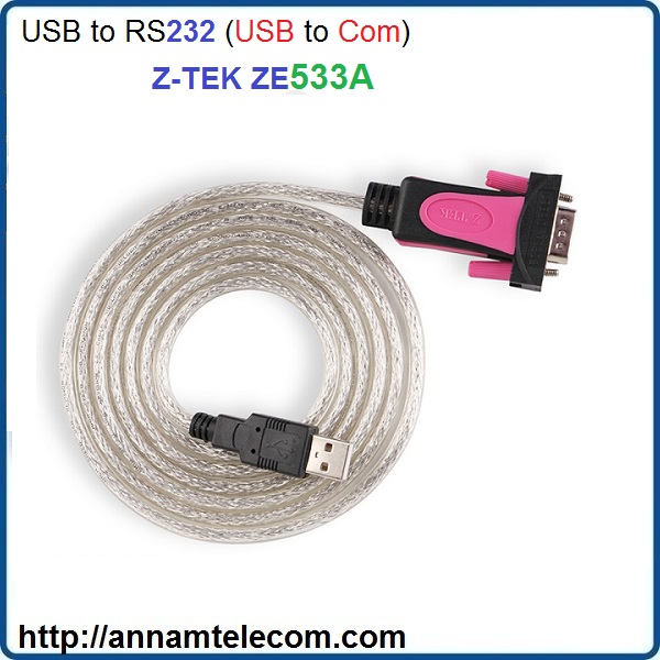 Cáp USB to RS232 (USB to com) dài 1.8m Z-TEK ZE533A