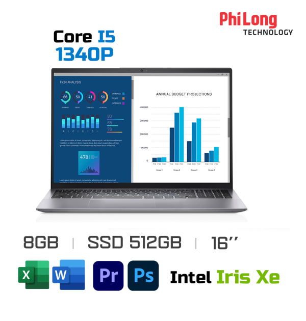 Laptop Dell Vostro 5630 i5P085W11GRU (Intel i5-1340P, Ram 8GB DDR5, SSD 512GB, Màn Hình 16 Inch FHD+, VGA Intel Iris Xe, Windows 11 Home, Office HS 2021, Chính Hãng)