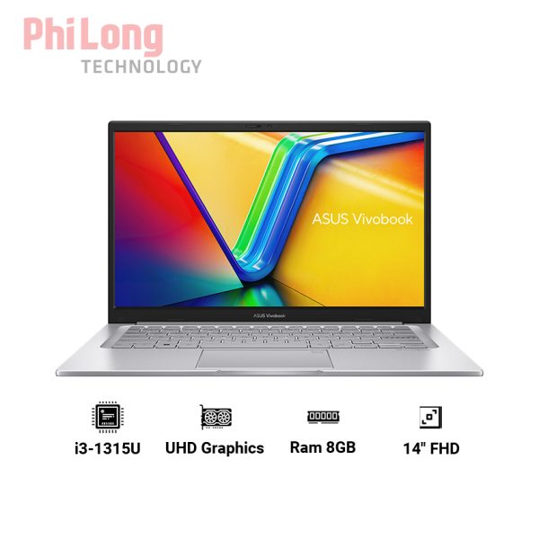 Laptop Asus Vivobook 14 X1404VA-NK124W (Intel Core i3-1315U, RAM 8GB, SSD 256GB, Màn Hình 14 inch FHD, VGA Intel UHD, Windows 11, Màu Bạc, Chính Hãng)