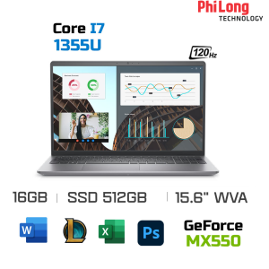 Laptop Dell Vostro 15 3530 80GG91 (Intel i7-1355U, Ram 16GB, SSD 512GB, Màn Hình 15.6inch FHD WVA 120Hz, VGA MX550, Windows 11, Office Home Student 2021, Chính Hãng)