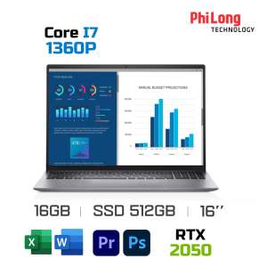 Laptop DELL VOSTRO 16 5630 (THT7N) (Intel core i7 1360P, RAM 16GB, 512GB SSD, Màn Hình 16 inch FHD+, VGA RTX 2050 4GB, Windows 11, Office Bản Quyền, Chính Hãng)