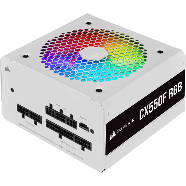 Bộ nguồn máy tính CORSAIR 550W CX550F RGB White 80 Plus Bronze Full Modular (CP-9020225-NA)