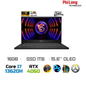 Laptop Gaming MSI Stealth 15 A13VF-069VN (Core i7-13620H, RTX 4060 8GB, Ram 16GB DDR5, SSD 1TB, Màn Hình 15.6inch OLED 240Hz QHD, Windows 11, Bảo Hành 24 Tháng Chính Hãng)