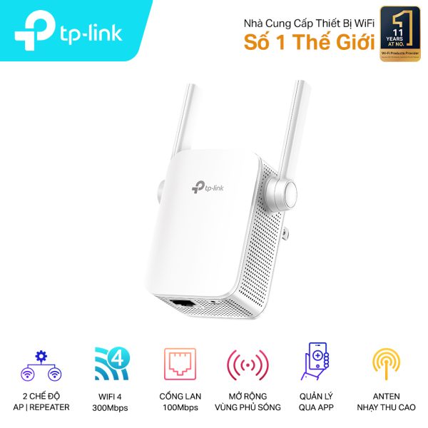 Bộ mở rộng sóng WiFi TP-Link TL-WA855RE (300Mbps, 2 Ăng-ten)