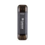 Ổ cứng di động SSD Transcend ESD310 512GB USB 3.2 Gen 2x1 Màu đen (TS512GESD310C), Kích thước siêu nhỏ, Tích hợp 2 cổng USB-A và USB-C