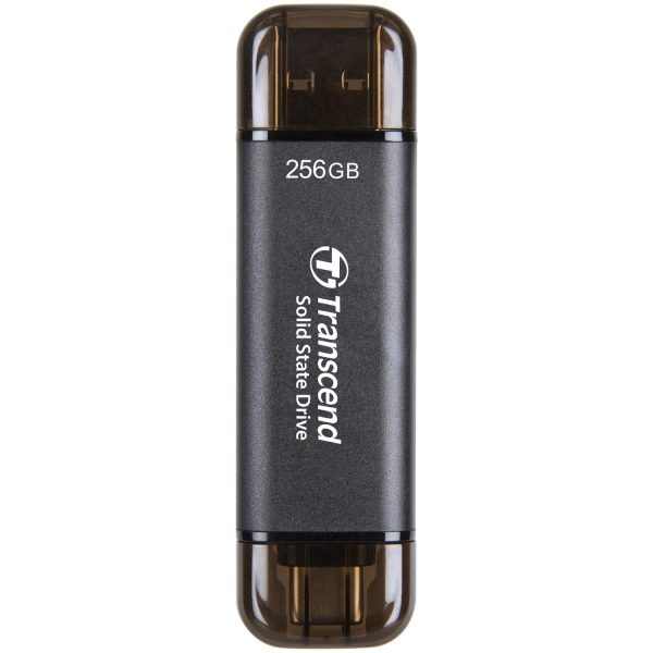 Ổ cứng di động SSD Transcend ESD310 256GB USB 3.2 Gen 2x1 Màu đen (TS256GESD310C), Kích thước siêu nhỏ, Tích hợp 2 cổng USB-A và USB-C