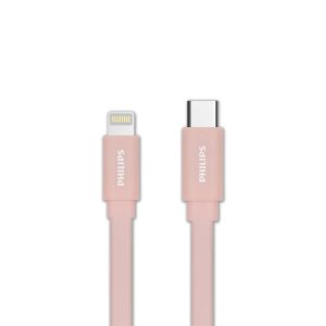 Cáp sạc USB-C to Lightning Philips 1.2m MFI, Màu hồng (DLC7546V)