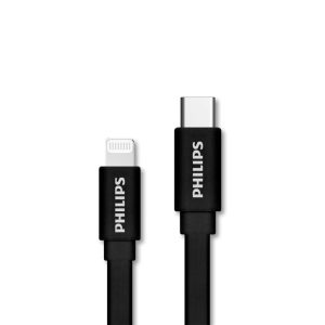 Cáp sạc USB-C to Lightning Philips 1.2m MFI, Màu đen (DLC9543V)