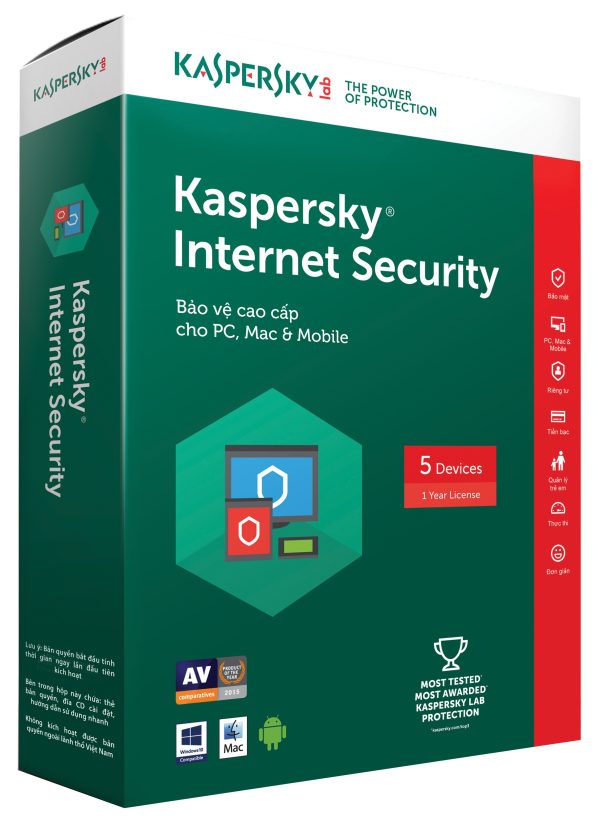 PHẦN MỀM DIỆT VIRUS BẢN QUYỀN KASPERSKY INTERNET SECURITY MULTI DEVICE 5 USER 1 YEAR