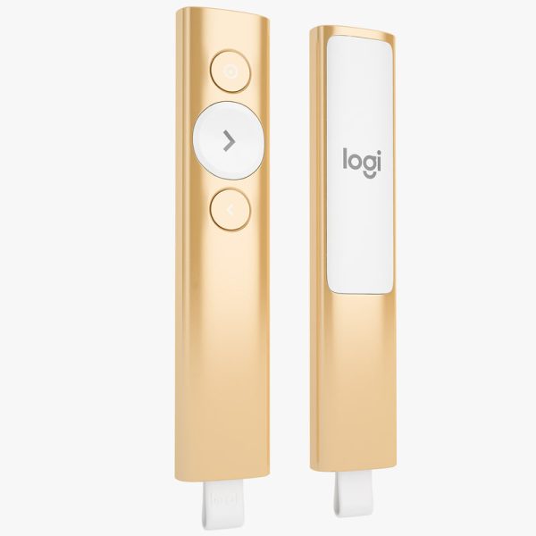 Bút trình chiếu LOGITECH Spotlight , màu vàng Gold, kết nối không dây 2 chế độ WL 2.4G +Bluetooth, Dùng được cho màn hình Led