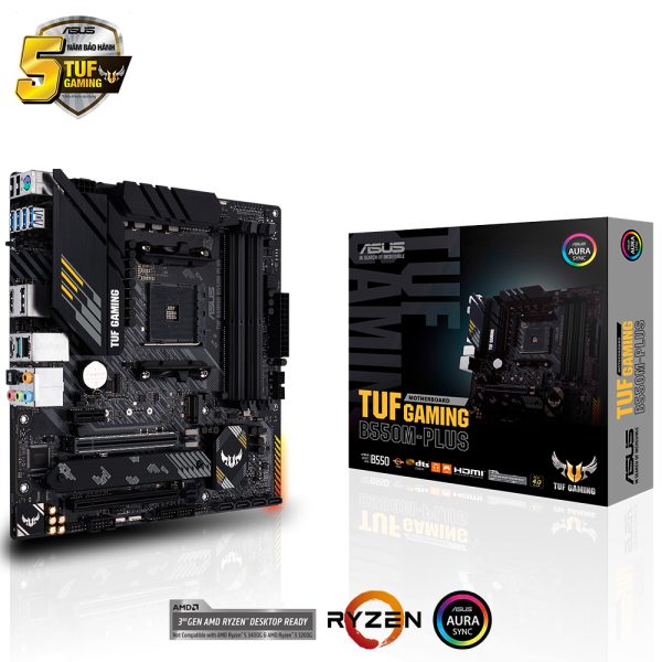 Mainboard Asus TUF Gaming B550M-PLUS (m-ATX, Socket AMD AM4, 4 x DDR4, Displayport, HDMI, 2 khe M.2)