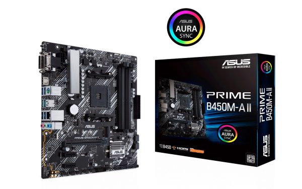 Mainboard ASUS PRIME B450M-A II (Socket AMD AM4, m-ATX, DDR4 x 4, VGA, HDMI, DVI, 2 khe M.2)