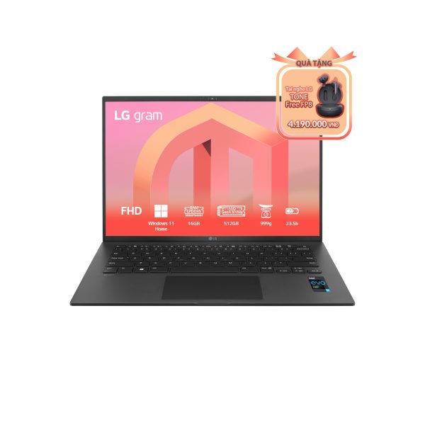 Laptop LG Gram 2022 14Z90Q-G.AH75A5 (Intel Core i7-1260P, RAM 16GB, SSD 512GB, VGA Iris Xe Graphics, Màn Hình 14 inch WQXGA,  Win 11 Home Plus, Black)