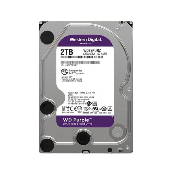 Ổ cứng HDD WD Purple 2TB 3.5 inch, 5400RPM, SATA3, 64MB Cache (WD22PURZ)