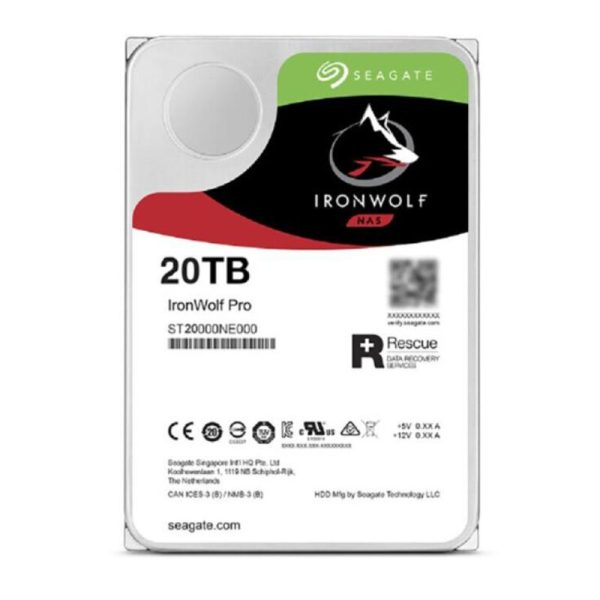 Ổ cứng HDD SEAGATE IronWolf Pro 20TB 3.5 inch, 7200RPM, SATA 6GB/s, 256MB Cache (ST20000NE000)