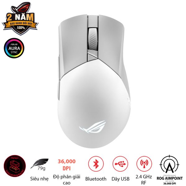 Chuột Gaming Không Dây ASUS ROG Gladius III Wireless Aimpoint White