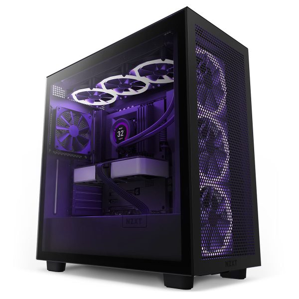 Vỏ Case NZXT H7 Flow RGB Black (Mid Tower, 1 mặt kính cường lực, mặt lưới trước, sẵn 2 Fan RGB)