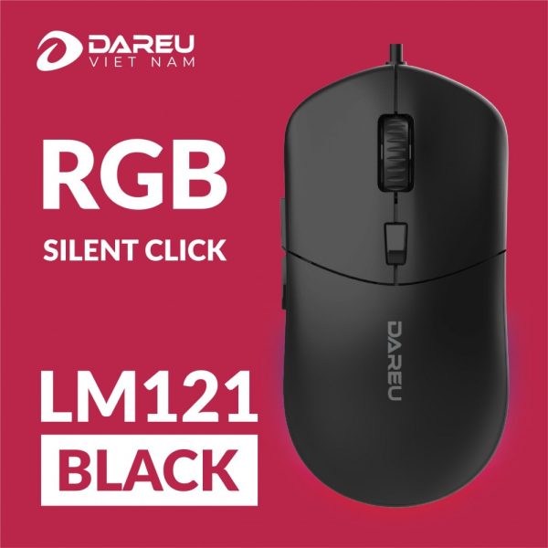 Chuột có dây DareU LM121 Black (6400 DPI, Silent Click, RGB)