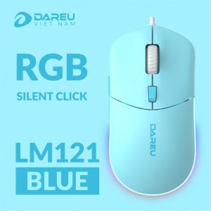 Chuột có dây DareU LM121 Blue (6400 DPI, Silent Click, RGB)