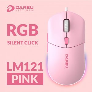 Chuột có dây DareU LM121 Pink (6400 DPI, Silent Click, RGB)