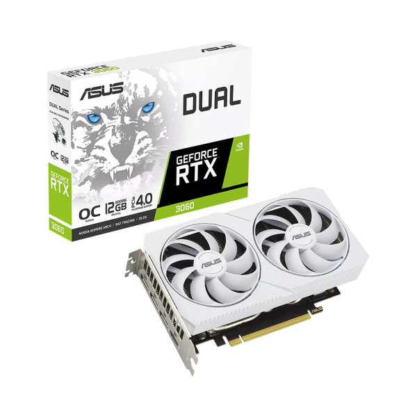 Card màn hình VGA ASUS GeForce RTX 3060 White OC Edition 12GB GDDR6 (DUAL-RTX3060-O12G-WHITE)