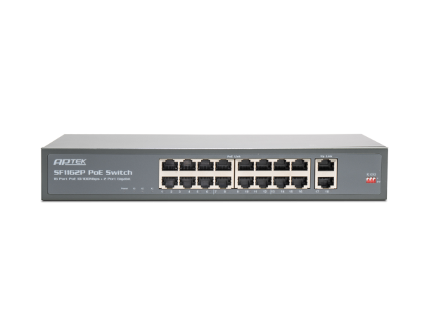 Switch APTEK SF1162P 16-Ports POE 10/100Mbps + 2-Ports UPLINK, 230W
