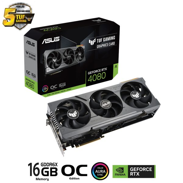 Card Màn Hình VGA ASUS TUF RTX 4080 16G GAMING OC Edition (16GB GDDR6X, 256-bit, HDMI, DP)