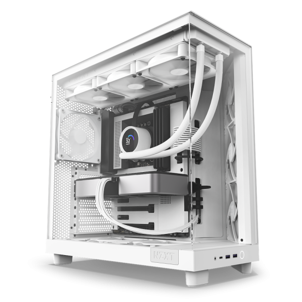 Vỏ Case NZXT H6 Flow White (Mid Tower, ATX, 2 mặt kính cường lực, sẵn 3 fan không LED)