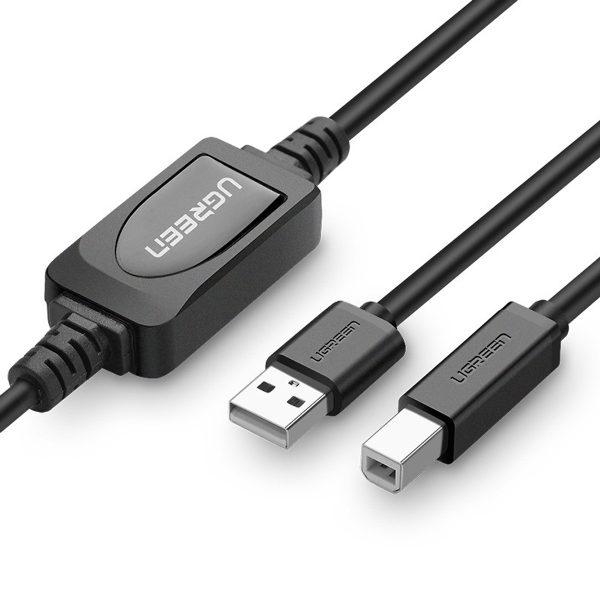 Cáp máy in Ugreen 10m 10374 (USB 2.0, Có IC khuếch đại)