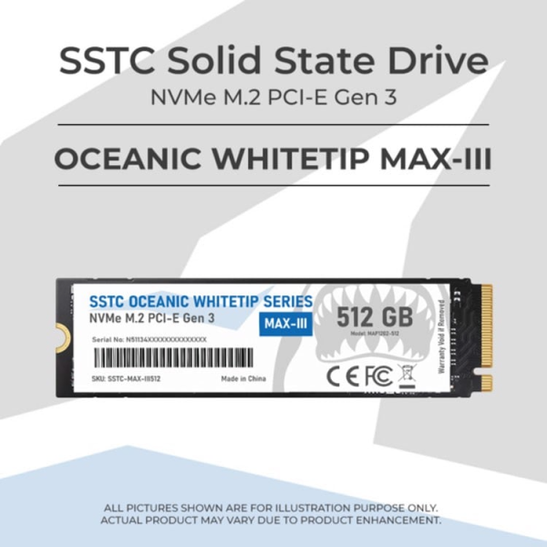 Ổ cứng gắn trong SSD SSTC MAX-III 512GB M.2 2280 NMVe PCIe Gen3x4