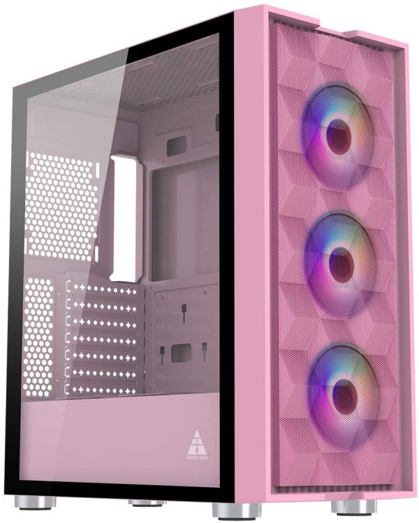 Vỏ Case Golden Field Mage-P 8706P Pink (1 mặt kính cường lực, Sẵn 3 fan RGB)