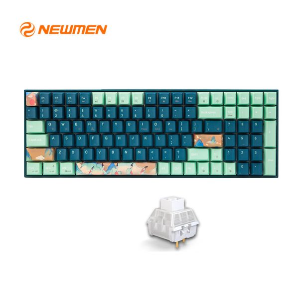 Bàn Phím Cơ Không Dây Newmen GM1000 Spring Kailhbox White Switch (3 mode, 100 phím, Hotswap 5 pin, Pin 150h, Led RGB)