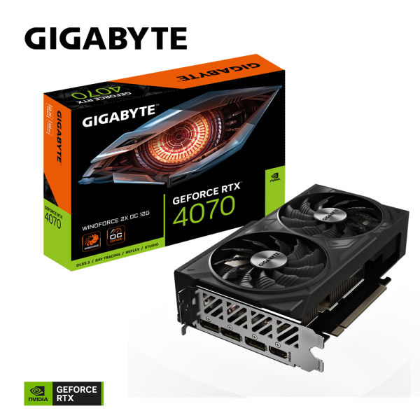 Card màn hình VGA Gigabyte GeForce RTX 4070 WINDFORCE 2X OC 12G GDDR6X (N4070WF2OC-12GD)