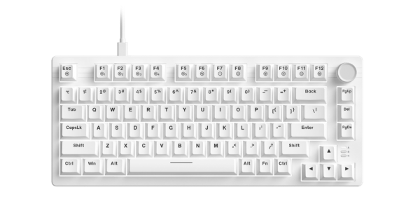 Bàn phím cơ DareU EK75 Full White - DareU FireFly Switch (USB-C, 80 phím, Núm xoay, Keycap ABS, White LED, Kèm Keycap extra)