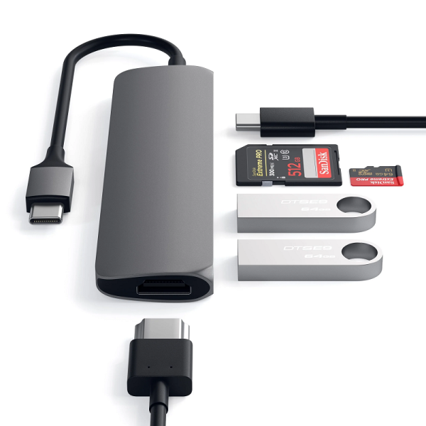 Đầu Chuyển USB-C 6 IN 1 SATECHI ST-SCMA2M (1xHDMI 4K-60Hz, 1xUSB-C, 2xUSB-A, 2xSD)
