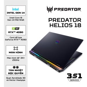 Laptop Gaming Acer Predator Helios 18 PH18-72-908N (Core i9-14900HX, RTX 4090, 32GB DDR5, SSD 4TB, Màn Hình 18inch WQXGA IPS 250Hz DDS Mini LED, Windows 11 Home)