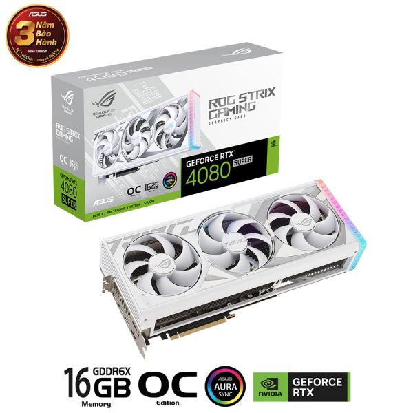 Card màn hình VGA Asus ROG Strix GeForce RTX 4080 SUPER 16GB GDDR6X White OC Edition (ROG-STRIX-RTX4080S-O16G-WHITE)