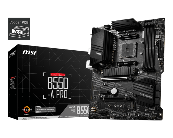 Mainboard MSI B550-A PRO (AM5, 4x DDR4, HDMI, Displayport, M.2 PCIe 4.0, ATX)