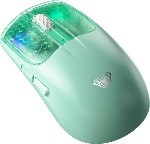 Chuột Gaming Không Dây AULA SC560 Green (10.000 DPI, 3 chế độ kết nối, Trọng lượng 55g siêu nhẹ, LED RGB)