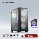 Vỏ case VSP Gaming KA27 Black (ATX, 2 mặt cường lực, Sẵn 4 fan RGB, Max 8 fan)