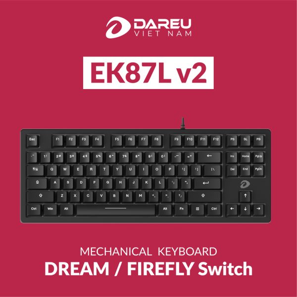 Bàn phím cơ DareU EK87L V2 Black - Firefly Switch (Tactile) (87 phím, No LED)