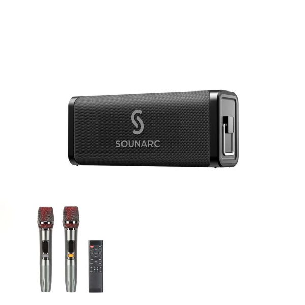 Loa Karaoke Bluetooth Sounarc M1 (80W, Bluetooth 5.0, AUX, MicroSD, Pin 15 giờ, IPX6, Kèm 2 Mic không dây)