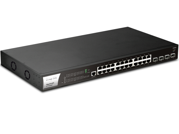 Switch Quản Lý 28 Port DrayTek VigorSwitch P2282x L2+ Managed 10G PoE (24x RJ45 GbE PoE+, 4x SFP+ 10Gbps Fiber)